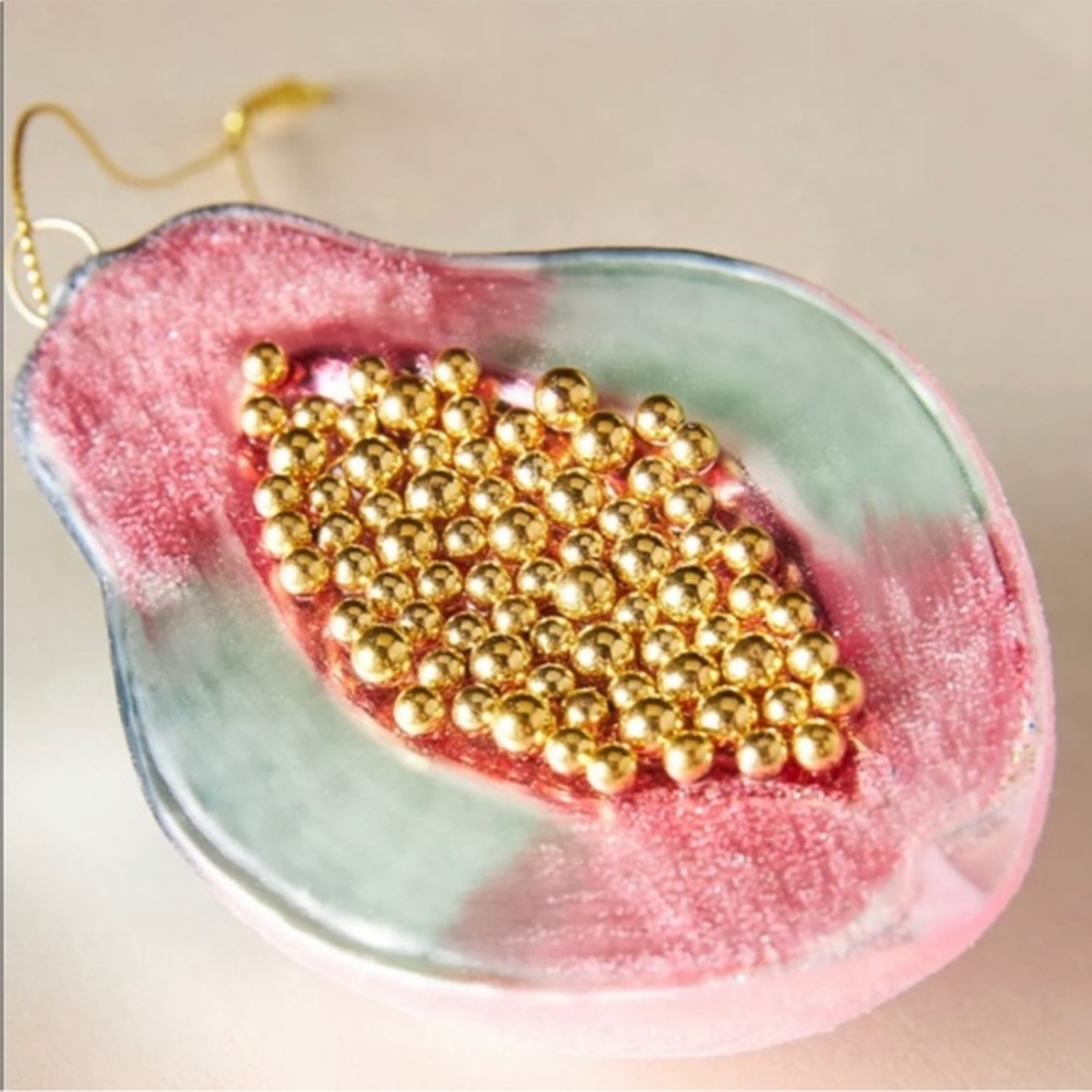 NEW Anthropologie Papaya Glass Ornament Tropical